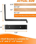 Six Pack 8 Inch Z Shelf Brackets With Lip For 7.25 Inch Boards, Heavy Duty Wall Mounted Shelf Supports, Black Finish diagram