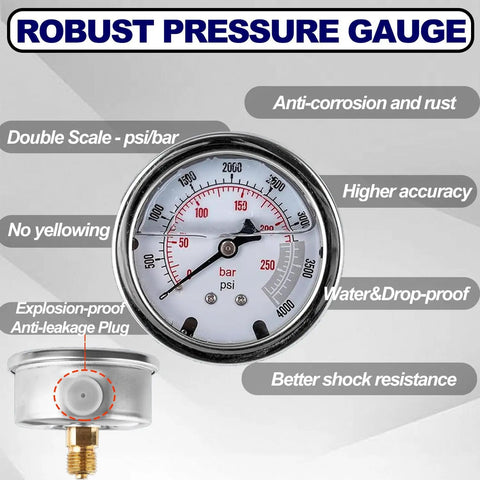 Nitrogen Charging Kit For Hydraulic Accumulators With Gauges, Nitro Pressure Test Tool, Gas Charging System For Hydraulics, Universal Accessory Set For Different Tank Interfaces, Flexible High Accuracy Performance