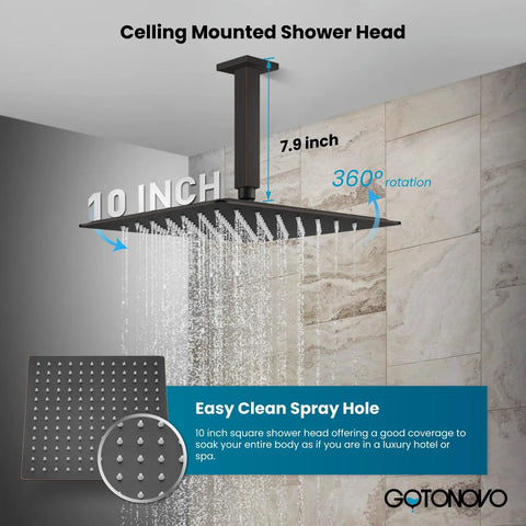 Ceiling Mount Shower System With Rain Showerhead And Handheld Sprayer, High Pressure Trim Kit, All Metal Brass Valve, 10 Inch Oil Rubbed Bronze Showerhead, Dope Spa Like Downpour Experience For Your Bathroom, ceiling mounted shower raining down