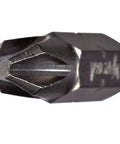 Close-up of CNC machined PH2 Screwdriver Insert Bits Kit tip, part of 100 piece set for power tools, made from S2 shock resistant steel
