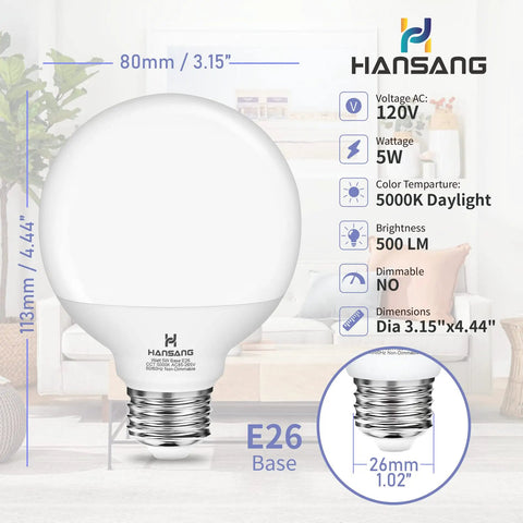 8 Pack A19 LED Light Bulbs 60W Equivalent 5000K Daylight Non Dimmable E26 Base 9W Energy Saving 800 Lumens 120V features