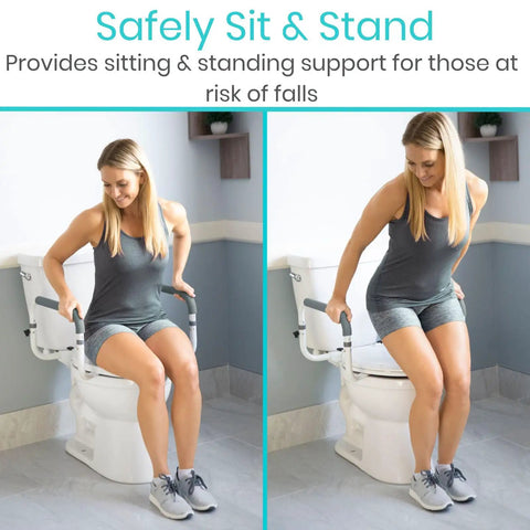 Toilet Safety Rail With Adjustable Grab Bar, Compact Support Frame, Padded Handrail, Easy Install For Seniors And Elderly, Helps With Sit Stand, Supports Up To 300 Lbs, Great For Arthritis And Handicap Bathrooms