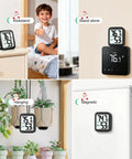 2 Pack Indoor Thermometer And Hygrometer With Real Time Temperature And Humidity Readings, Dual Sensors For More Accurate Monitoring, Wide Range From -58 To 158 F Or -50 To 70 C, 10% To 99% RH For Home And Office, with kickstand, stand-alone, hanging, magnetic