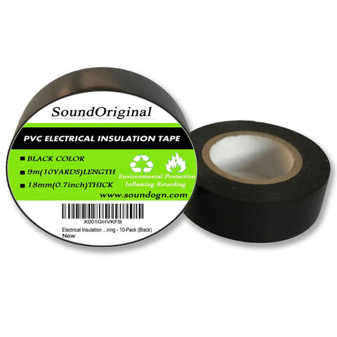 10 Pack Black Electrical Tape 0.7 Inch By 30 Feet UL Listed 600V Flame Retardant with label and packaging