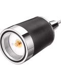 Close-up of Dual Band 136-174 MHz And 400-470 MHz Mobile Radio Antenna, 16 Inch NMO mount, omni directional for car, truck, boat.