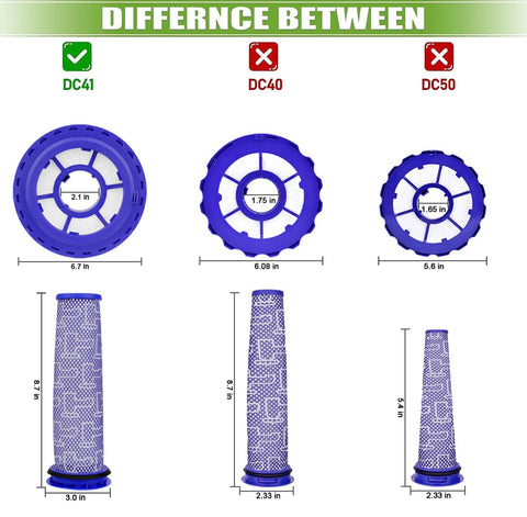 Premium Vacuum Filter Replacement For DC41 DC65 DC66 UP13 UP20 UP30 Multi Floor And Animal Series Vacuums size comparison chart