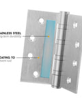 Goldenwarm Satin Nickel 4 Inch Ball Bearing Door Hinges 3 Pack showcasing stainless steel and rust-resistant coating