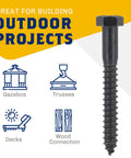 Beefy Half Inch By Six Inch Black Lag Bolts 25 Pack With 2X Corrosion Protection Ceramic Blakote Rustproof Finish For Exterior