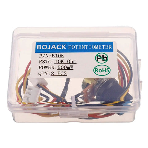 10K Ohm Rotary Potentiometer With Knurled Shaft Three Terminals Linear Taper XH2.54-3 Pin Connector Cable Pack Of 2 in box