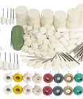 146 Piece Rotary Tool Buffing And Polishing Kit with Pro Grade Abrasive Wheels, Wool Felt Pads, and Polishing Heads