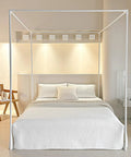 Heavy Duty White Canopy Bed Frame Posts For Twin Size Beds With Sturdy Metal Corner Brackets For A Major Bedroom Glow Up And Smooth Installation That Truly Takes Care Of Business - elegant canopy bed setup with white bedding.