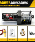 Zehuax 3000LBS 12V DC Electric Winch With Waterproof Steel Cable and Wired Remote Control for ATV UTV Vehicle Recovery accessories.