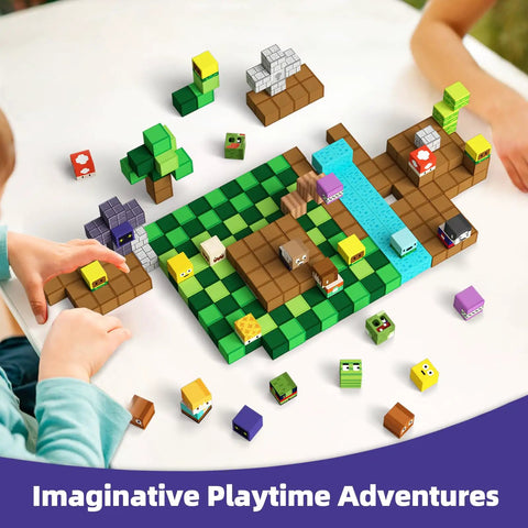Children playing with 100 Piece Colorful STEM Toys, Magnetic Building Blocks Set For Kids 3 To 8, Creative Play for Boys and Girls.