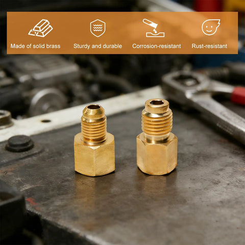 Rig Ready Shop Grade 6015 R134a Refrigerant Tank Adapter Paired With 6014 Vacuum Pump Connector Set featuring heavy duty brass fittings.