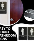 ADA Compliant Restroom Door Signs For Offices, Businesses, And Restaurants, Mens And Womens Bathroom Signs In Black, Durable Plastic, Easy To Read, Clear Wayfinding For Guests And Staff No Guesswork