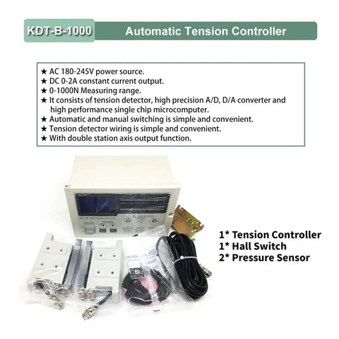 KDT-B-1000 Automatic Tension Controller kit with display, cables, sensors, and switches for industrial automation