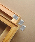 Offset Canvas Clips 100 Pcs Metal Z Shape Brackets on wooden frame for mounting artwork and furniture