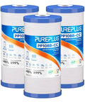 Three blue and white 5 Micron Whole House Sediment And Carbon Water Filter Replacement Cartridge 10x4.5 Inch For GE And Culligan Systems
