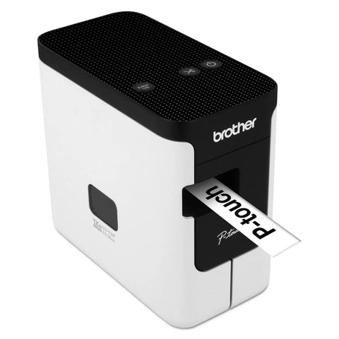 No Sweat PC Connectable Label Maker With Real Deal Desktop Frame Supplying Ample Tape Width Choices For Rapid Workspace Asset Tagging Effortless Document Sorting Storage Bin Printer In Fresh White Look showing label printing.