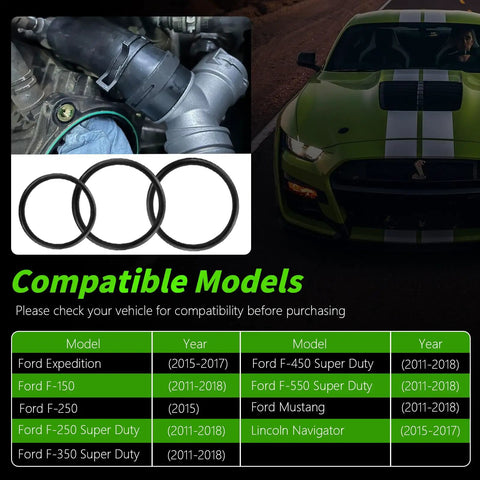 Radiator Hose and Coolant Tee Leak Repair Kit With O Ring Seals, T Pipe Engine Seal Set for Ford F Series, Mustang, Lincoln models