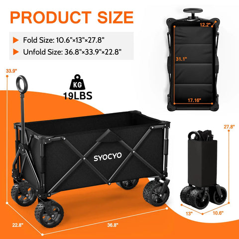 Heavy Duty Foldable Wagon Cart With 420 Lb Capacity And Big Wheels For Sand Camping Garden Sports And Grocery Hauls