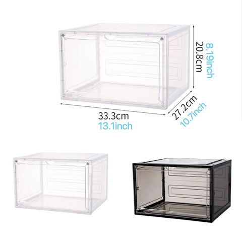 Three Six Pack Clear Purse And Handbag Display Boxes With Acrylic Magnetic Doors, dimensions, medium size organizer