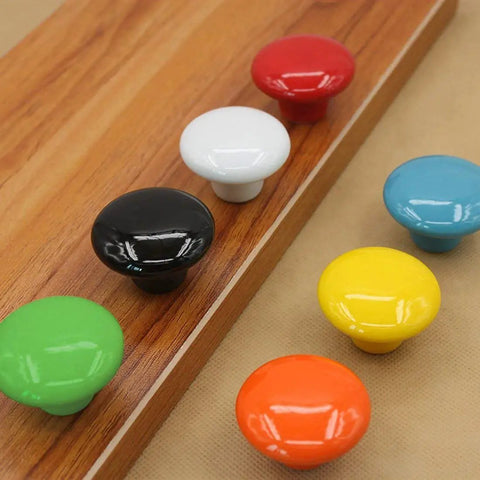 Kick Your Cabinet Game with These Slick Blue Ceramic Knobs, 32mm Round Drawer Pulls, 10 Pack Smooth Finish Handles, Instant Wardrobe Refresh, Zero Stress DIY Project, Top Shelf Quality Kitchen Furniture Accents - colorful ceramic knobs on wooden surface.