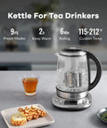 Electric Tea Kettle With Removable Infuser, 9 Preset Brewing Programs, Precise Temperature Control, Borosilicate Glass, 1.7L