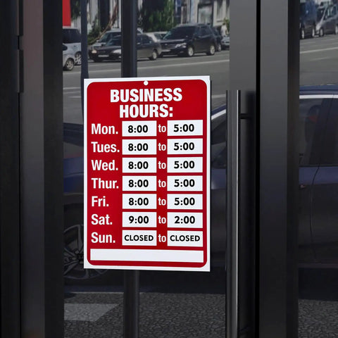 Go To Open And Closed Sign Kit With Changeable Letters And Numbers For Glass Doors Red Business Hours Display on glass door