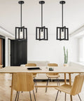 37.5 Inch Black Industrial Pendant Chandelier For Dining Room And Kitchen Island, 6 Light E26 Fixture Hanging Over Table
