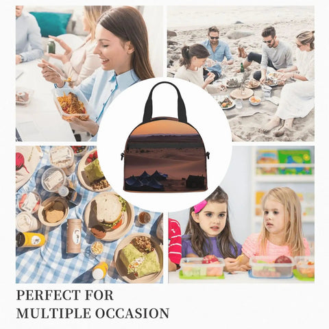 Insulated Lunch Tote For Women And Men With Leakproof Zippers Reusable Desert Camping Cooler Bag at office, beach, picnic, school