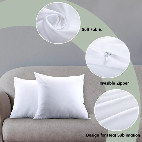 Twenty Pack White Sublimation Pillow Covers 17.7 Inch By 17.7 Inch With Hidden Zipper For Heat Transfer Polyester Cushions DIY Craft Blanks