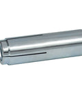 Drop In Concrete Anchor One Half Inch Inside Diameter One Half Inch Thirteen Thread Zinc Plated With Setting Tool Flush Mount For Solid Concrete Indoor Use Ideal For Dry Indoor Applications Carbon Steel Fifty Per Box, showing side view of zinc plated anchor