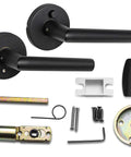 Privacy Lever Door Handle Set With Smooth Round Design, Heavy Duty Locking Lever, Iron Black Finish, Accessories Included