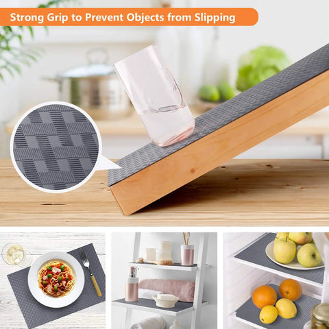 Gray Non Adhesive Shelf Liners For Kitchen Cabinets And Drawers Easy To Cut Bpa Free Eva Material Anti Slip Fridge And Countertop Protector No Messy Drama That Keeps Your Space Crisp