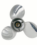 Stainless Steel Three Blade Propeller For Yamaha Outboard Motor Nine Point Twenty Five By Eleven Right Hand Spin Through Hub Exhaust