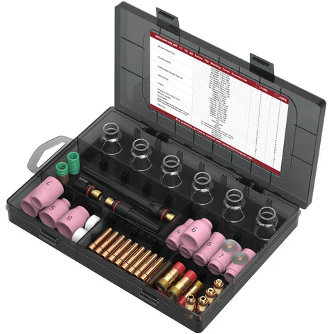 TIG Welding Torch Accessories Must-Have All-In-One 71-Piece Kit With Alumina Nozzles, Collets, Stubby Gas Lens, and Glass Cups