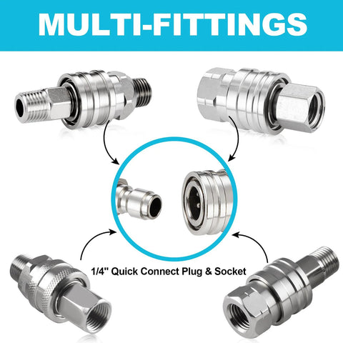 Ciunura 4-piece stainless steel pressure washer quick-connect fittings, 1/4 in NPT male/female adapters