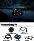 Dual Alert Water Temperature Gauge With 1 Eighth NPT Sensor And Bracket 300F Digital LED Display For Cars Trucks Boats And Marine Applications 52mm 2 Inch Mount Real Time Cooling Temp Monitor For Your Ride installed in car dashboard