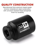 Three Quarter Inch Drive Deep Impact Socket 41 Millimeter Jumbo Metric Six Point Chrome Molybdenum Steel Black Phosphate