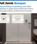 Clear Wall Jamb Bumpers For Sliding Glass Shower Doors And Tub Enclosures Quiet Scratch Resistant Door Stops ensure smooth performance. Two-pack set.