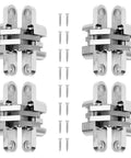 4 Pack Stainless Steel Hidden Hinge Set 180 Degree Swing For Doors And Cabinets With 16 Screws No Visible Hardware