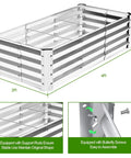 Galvanized Raised Garden Bed Kit 4 By 2 By 1 Foot Big Ol Bottomless Metal Planter Box with support rods and screws shown