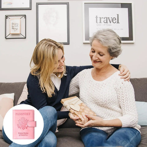 Level Up Your Vacation Vibe With This Sleek RFID Blocking Passport Holder Featuring A Secure Magnetic Closure For Fast Easy Access By Men And Women Safely Stores ID Cards Tickets And Cash On The Go, shown in a pink color.