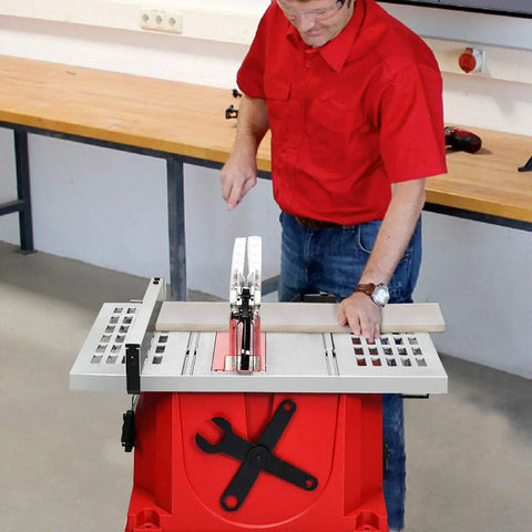 10 Inch Table Saw Electric Cutting Machine With Aluminum Tabletop And Woodworking Stand 15 Amp Motor Delivers 5000 RPM