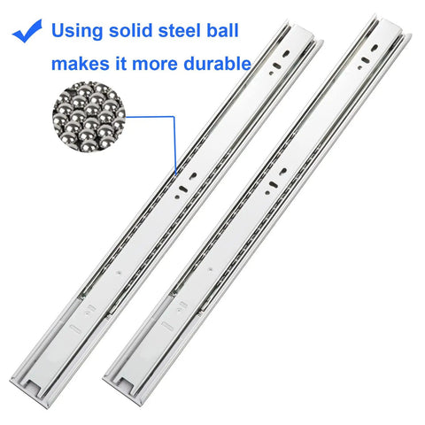 Six Pairs Of 22 Inch Soft Close Full Extension Drawer Slides With Side Mount Ball Bearings, Built Tough, 100 Lb Load Rating