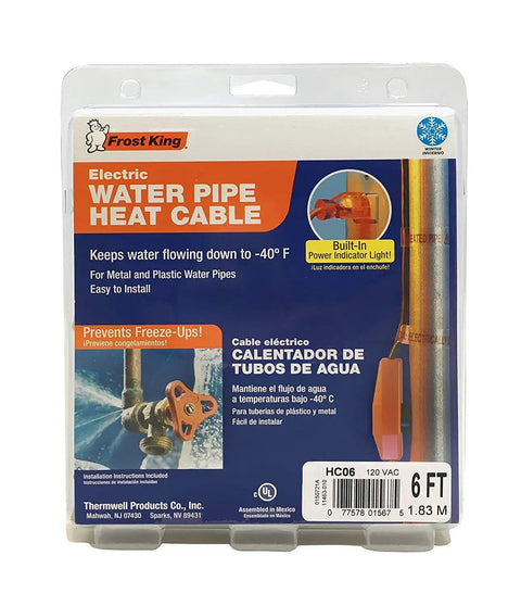 Front view of Automatic Electric Heat Cable Kit For Home Water Pipes Easy Install No Fuss Black Heat Trace packaging