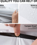 Waterproof Poly Mailers No Fuss Self Sealing Shipping Envelopes 14 By 19 Inches 500 Count Keeps Shirts Towels Bedding Paper Wood Safe From Rain Dust Stains showing durability and tamper-proof seal features.