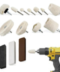 Aluminum Polishing Buffing Kit For Cars And Motorcycles 14 Piece Drill Buff Attachments and Steel Polishing Compound Set