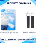 2In1 Water Bottle Filter And Mouthpiece Replacement Kit for Brita bottles, includes 2 filters and 2 bite valves displayed